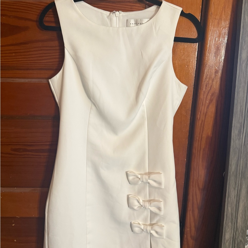 Endless Rose Cream Mini Dress with Bow Details